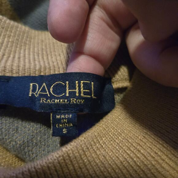 Rachel Rachel Roy Tan Gray Abstract Stripe Sweater Size Small - Picture 3 of 8